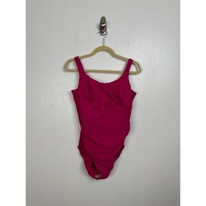 Lands' End Hot Pink Criss Cross Front One Piece Swimsuit Size 14D